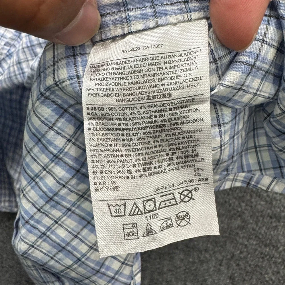Banana Republic Western Button Shirt Mens XL Blue Short Sleeve Plaid Casual